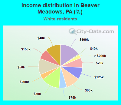 Income distribution in Beaver Meadows, PA (%)