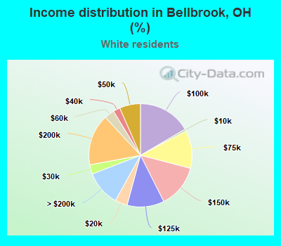 Income distribution in Bellbrook, OH (%)