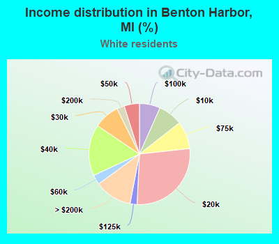 Income distribution in Benton Harbor, MI (%)