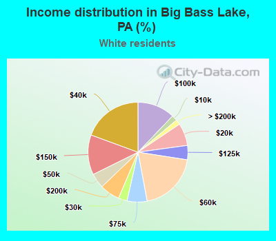 Income distribution in Big Bass Lake, PA (%)