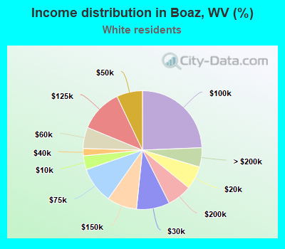 Income distribution in Boaz, WV (%)