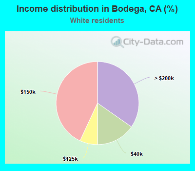 Income distribution in Bodega, CA (%)