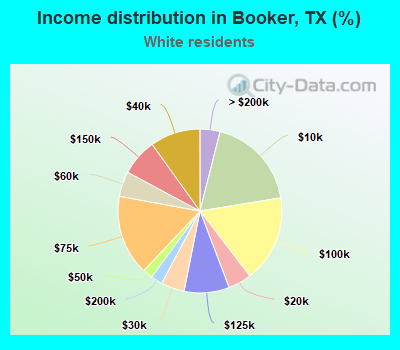 Income distribution in Booker, TX (%)
