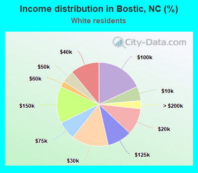 Income distribution in Bostic, NC (%)