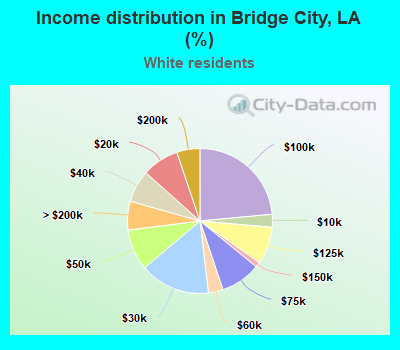 Income distribution in Bridge City, LA (%)