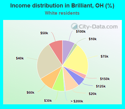 Income distribution in Brilliant, OH (%)