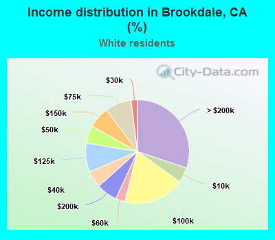 Income distribution in Brookdale, CA (%)