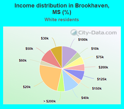 Income distribution in Brookhaven, MS (%)