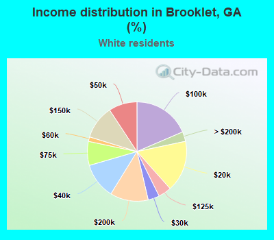 Income distribution in Brooklet, GA (%)