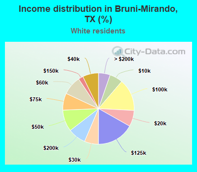 Income distribution in Bruni-Mirando, TX (%)