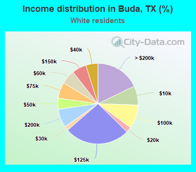 Income distribution in Buda, TX (%)