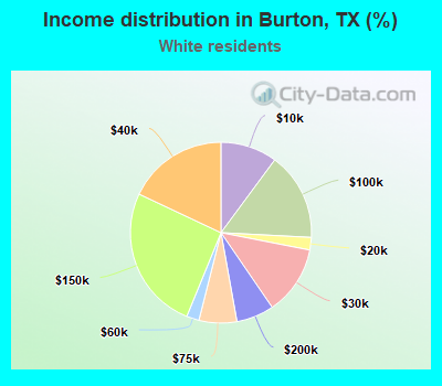 Income distribution in Burton, TX (%)