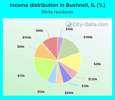 Income distribution in Bushnell, IL (%)
