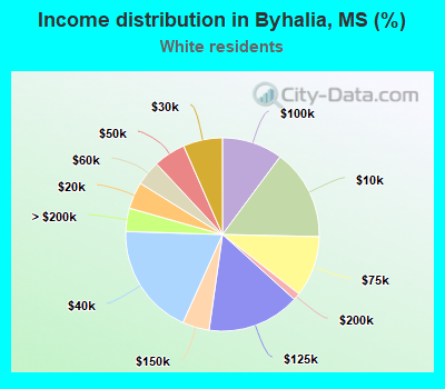 Income distribution in Byhalia, MS (%)