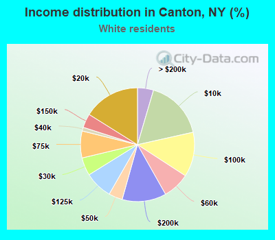 Income distribution in Canton, NY (%)