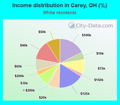 Income distribution in Carey, OH (%)