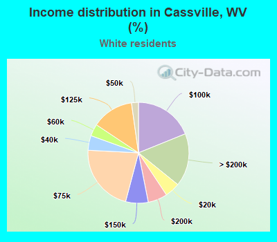 Income distribution in Cassville, WV (%)