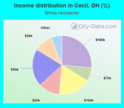 Income distribution in Cecil, OH (%)