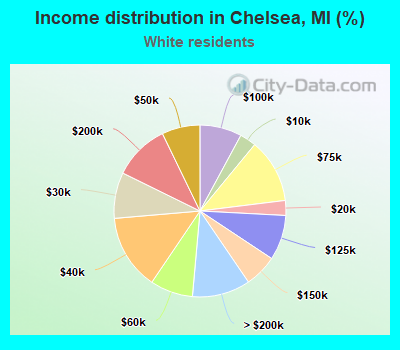 Income distribution in Chelsea, MI (%)