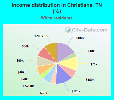 Income distribution in Christiana, TN (%)