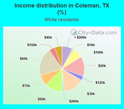 Income distribution in Coleman, TX (%)