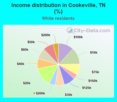 Income distribution in Cookeville, TN (%)