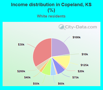 Income distribution in Copeland, KS (%)