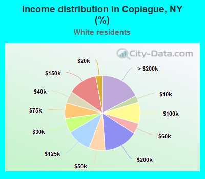 Income distribution in Copiague, NY (%)