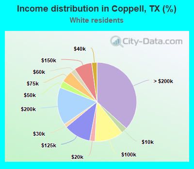 Income distribution in Coppell, TX (%)