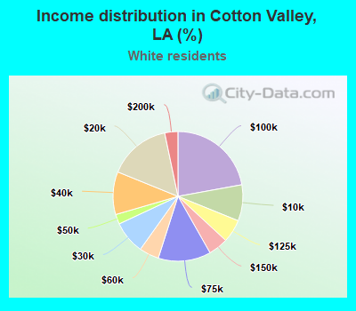 Income distribution in Cotton Valley, LA (%)
