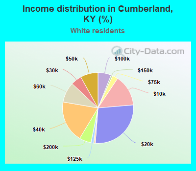 Income distribution in Cumberland, KY (%)