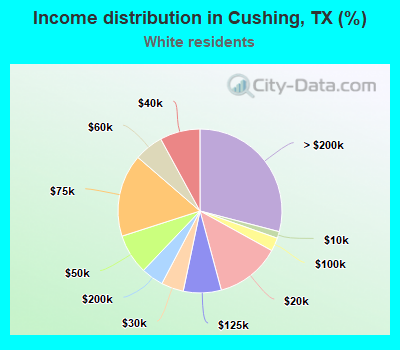 Income distribution in Cushing, TX (%)