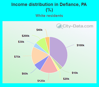 Income distribution in Defiance, PA (%)