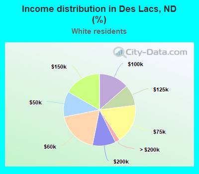 Income distribution in Des Lacs, ND (%)