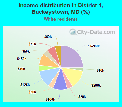 Income distribution in District 1, Buckeystown, MD (%)