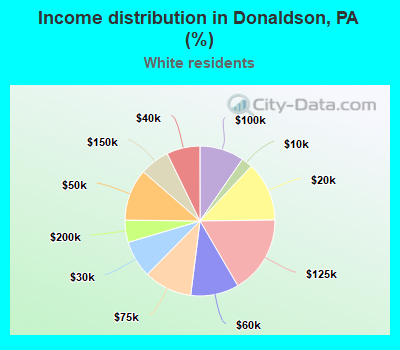 Income distribution in Donaldson, PA (%)