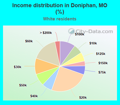 Income distribution in Doniphan, MO (%)