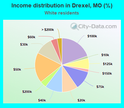 Income distribution in Drexel, MO (%)
