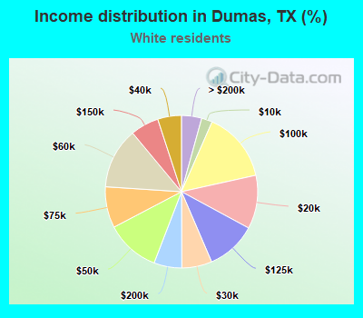 Income distribution in Dumas, TX (%)