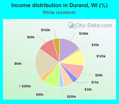 Income distribution in Durand, WI (%)