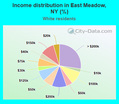 Income distribution in East Meadow, NY (%)