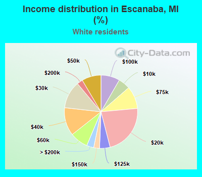 Income distribution in Escanaba, MI (%)