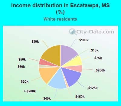 Income distribution in Escatawpa, MS (%)