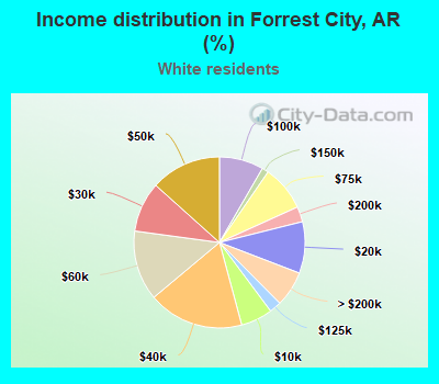 Income distribution in Forrest City, AR (%)