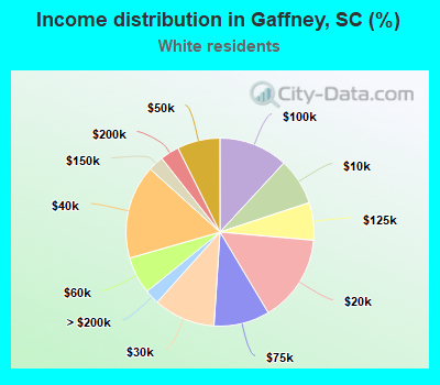 Income distribution in Gaffney, SC (%)