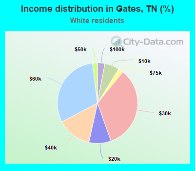 Income distribution in Gates, TN (%)