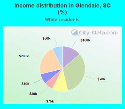 Income distribution in Glendale, SC (%)