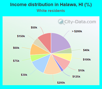 Income distribution in Halawa, HI (%)