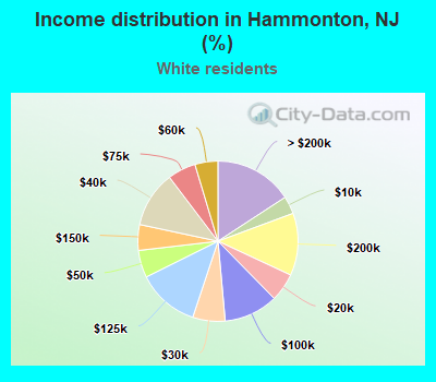 Income distribution in Hammonton, NJ (%)