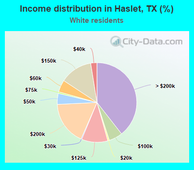 Income distribution in Haslet, TX (%)